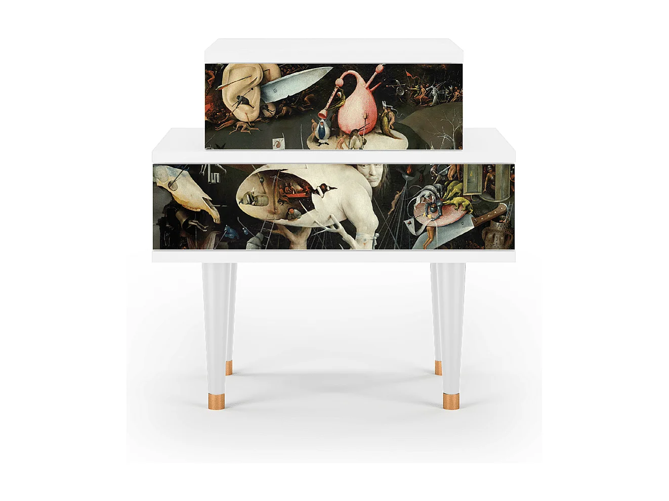 Stolik nocny - 58х58х41 cm - NS1 - The Garden 2, Biały