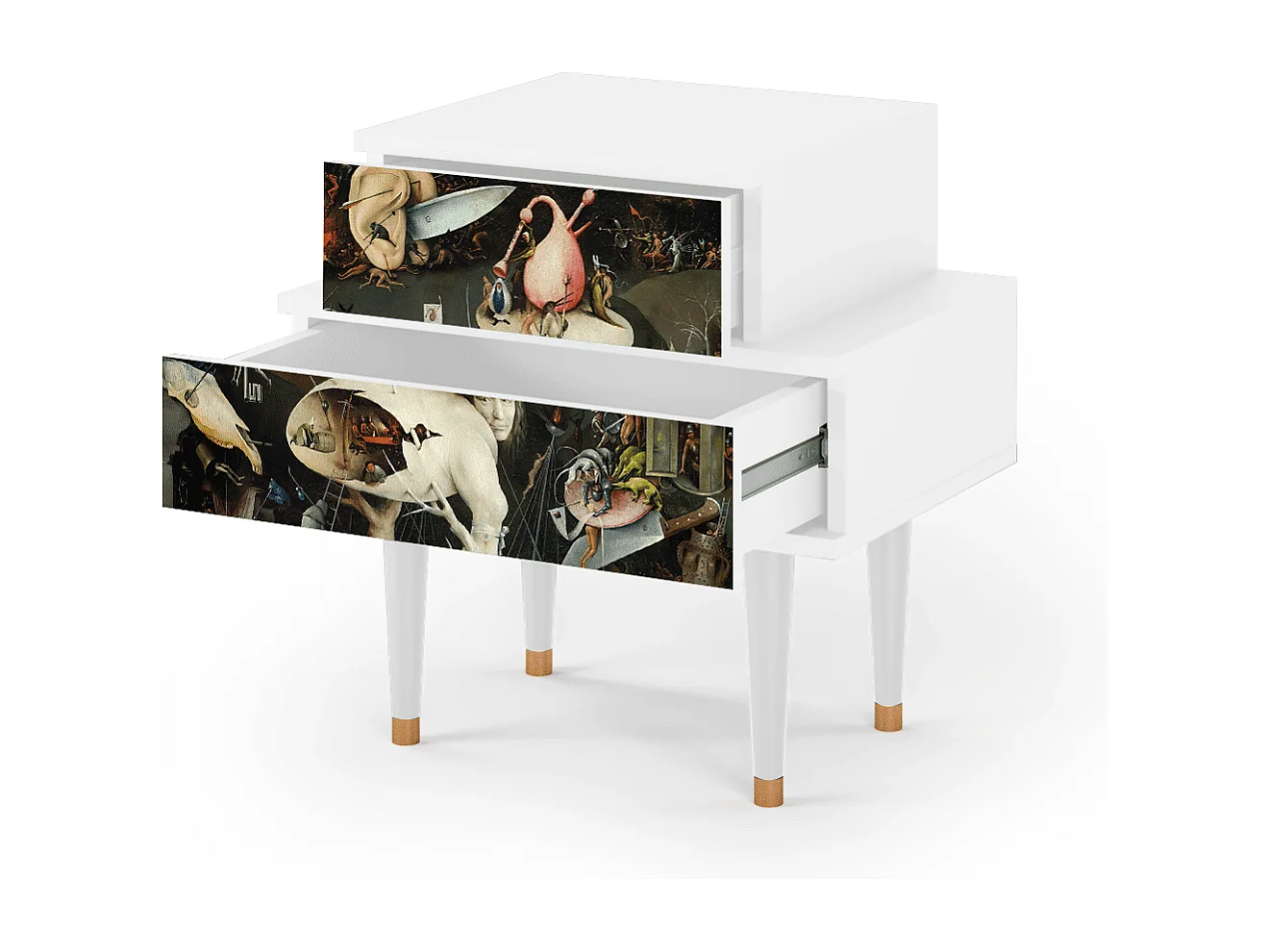 Stolik nocny - 58х58х41 cm - NS1 - The Garden 2, Biały