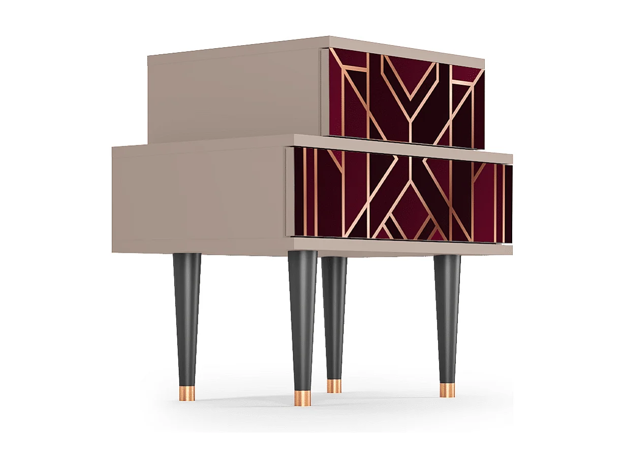 Stolik nocny - 58х58х41 cm - NS1 - Burgundy Jewelery, Latte