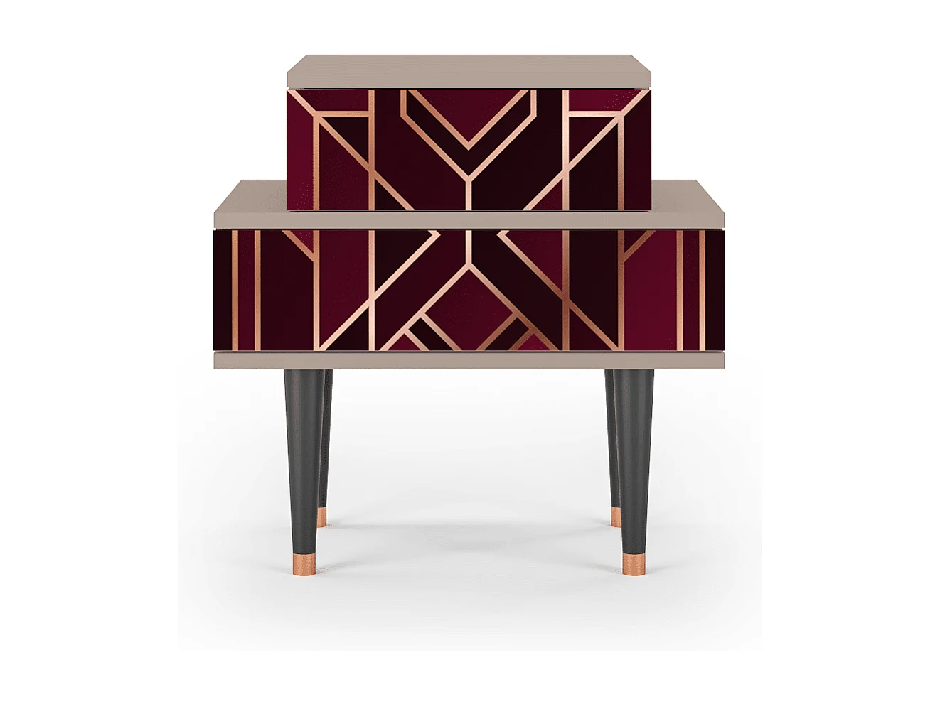 Table de nuit - 58х58х41 cm - NS1 - Burgundy Jewelery, Latte