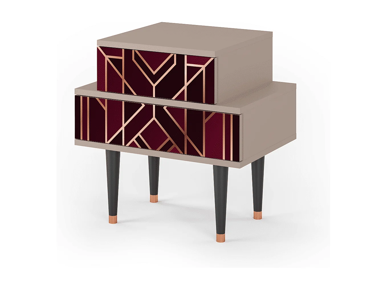Table de nuit - 58х58х41 cm - NS1 - Burgundy Jewelery, Latte