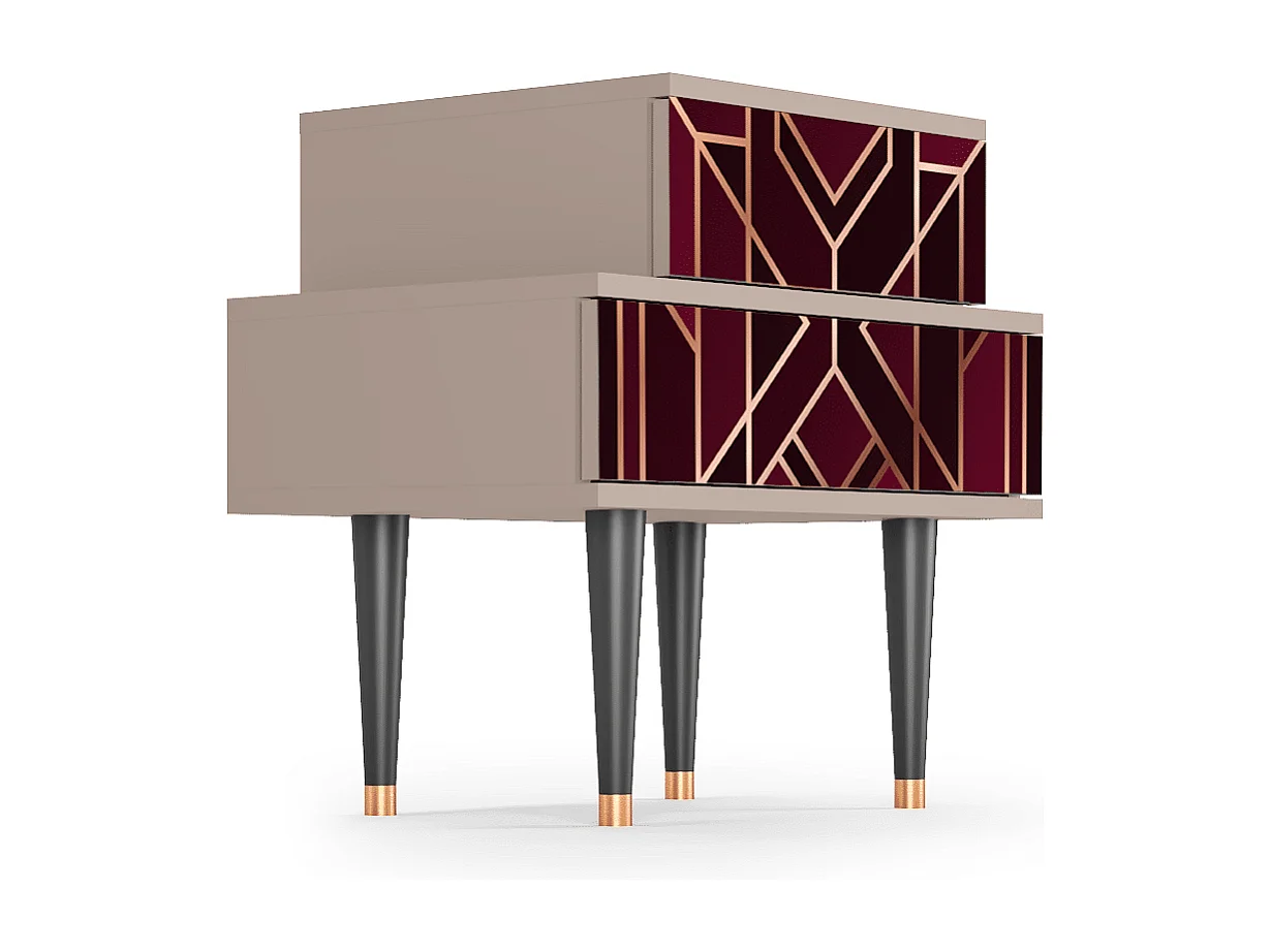 Stolik nocny - 58х58х41 cm - NS1 - Burgundy Jewelery, Latte