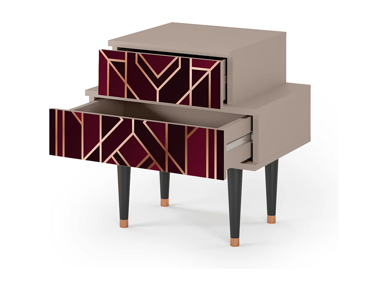 Stolik nocny - 58х58х41 cm - NS1 - Burgundy Jewelery, Latte