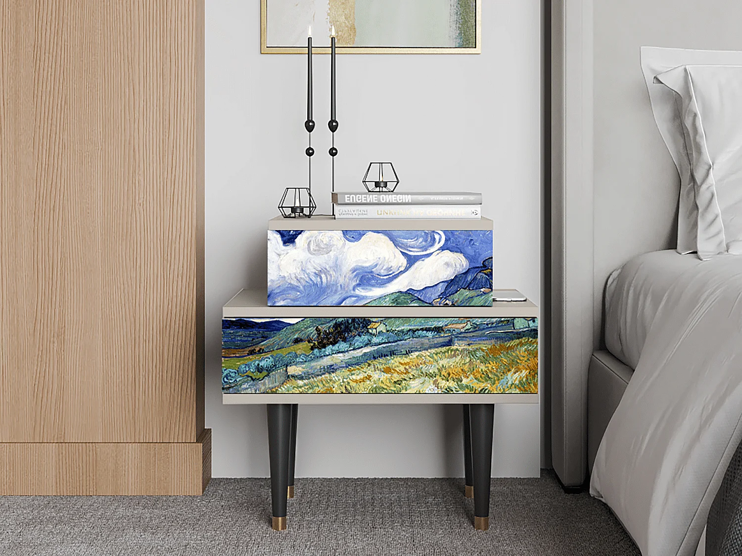 Mesita de noche - 58х58х41 cm - NS1 - Landscape, Arena