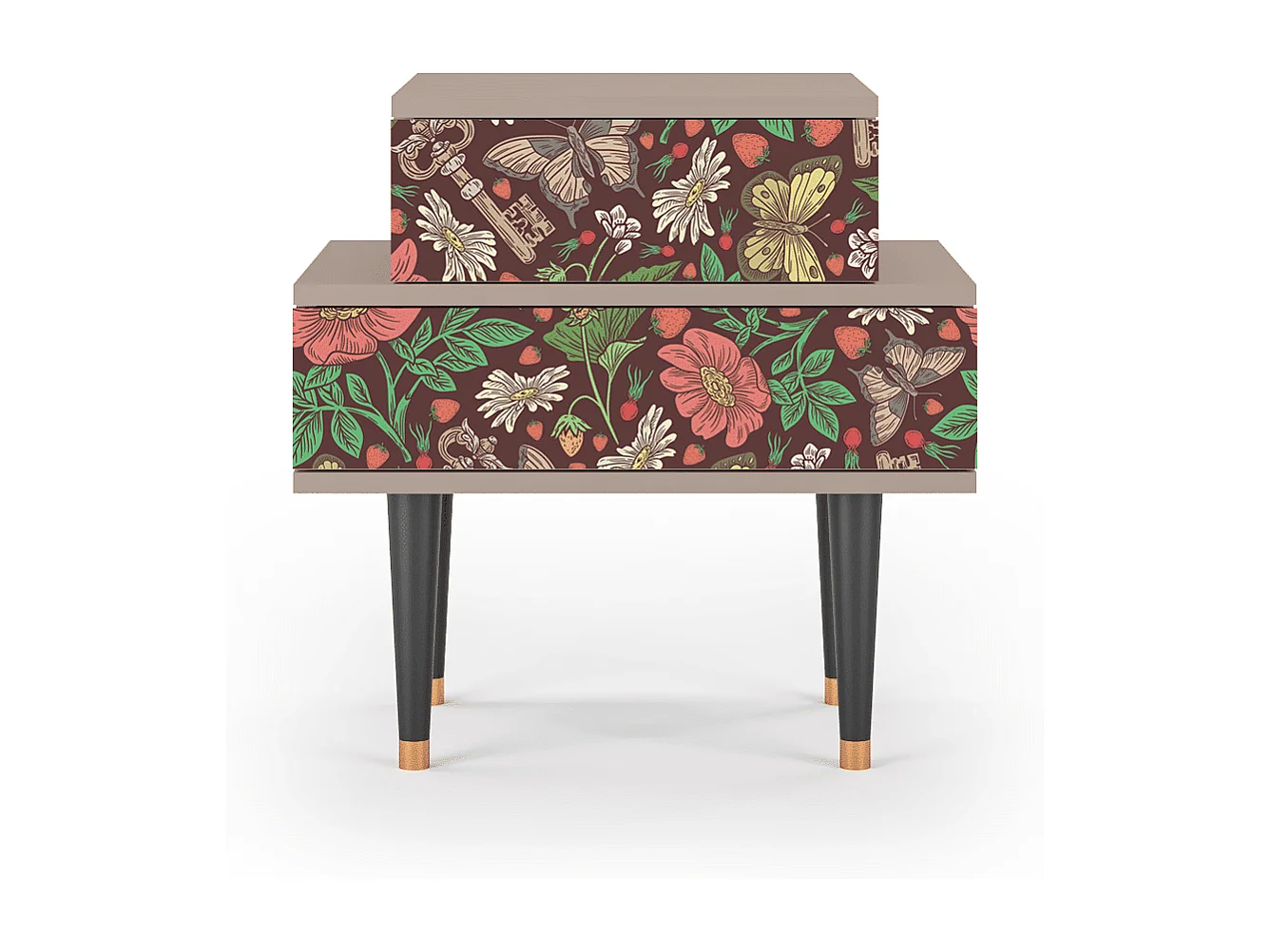 Stolik nocny - 58х58х41 cm - NS1 - Alice in Wonderland, Latte