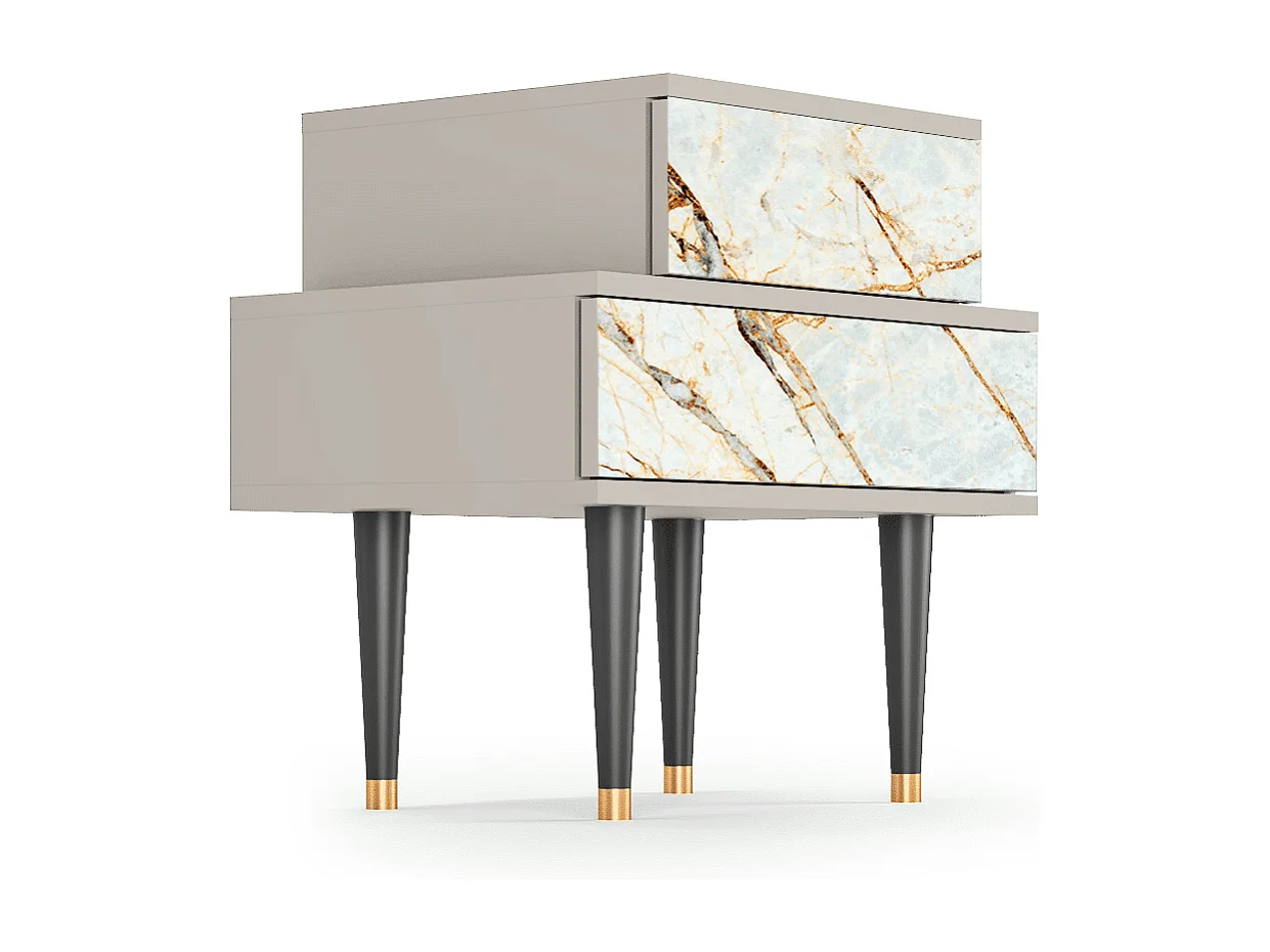 Stolik nocny - 58х58х41 cm - NS1 - Piaskowyy Marble, Piaskowy