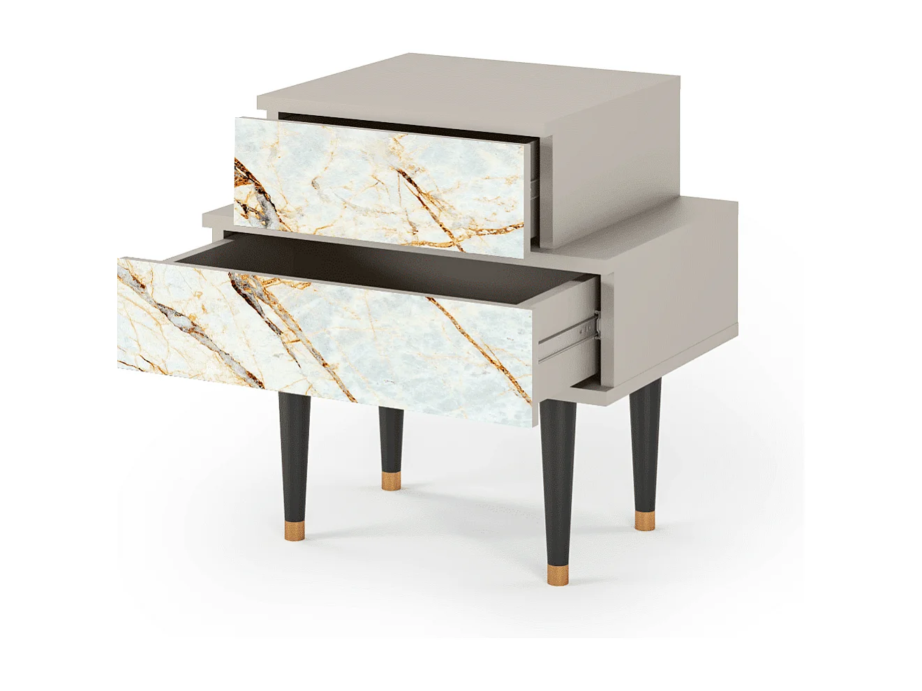 Stolik nocny - 58х58х41 cm - NS1 - Piaskowyy Marble, Piaskowy