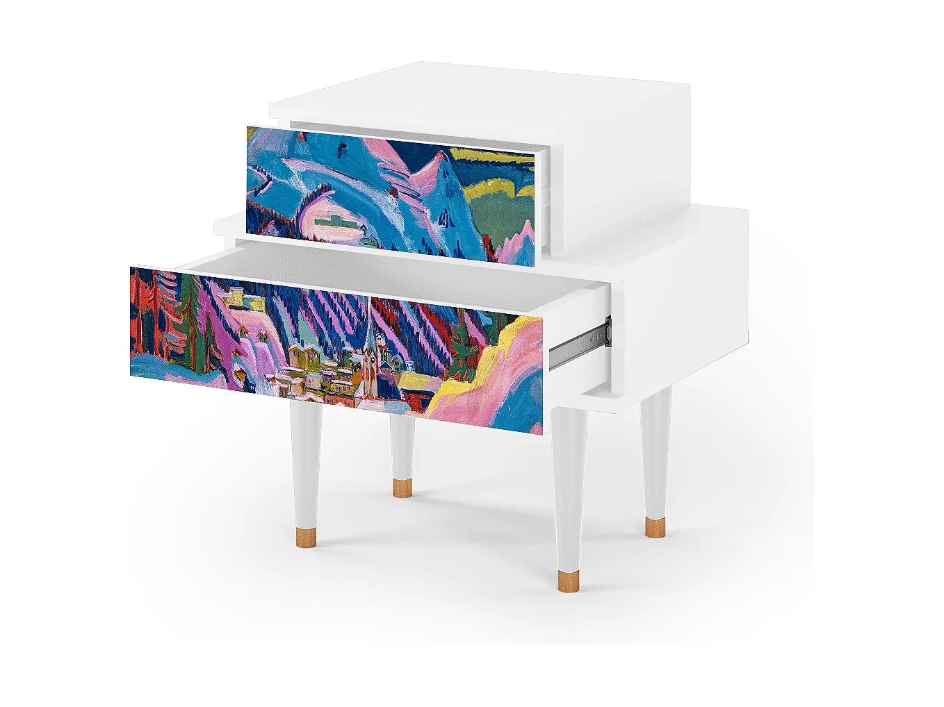 Comodino - 58х58х41 cm - NS1 - Davos Winter, Bianco