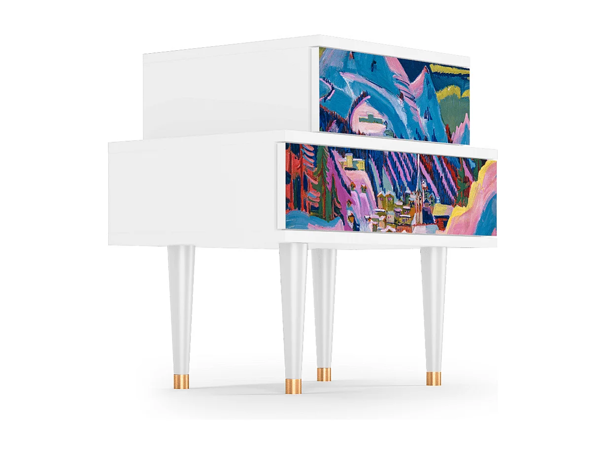 Comodino - 58х58х41 cm - NS1 - Davos Winter, Bianco