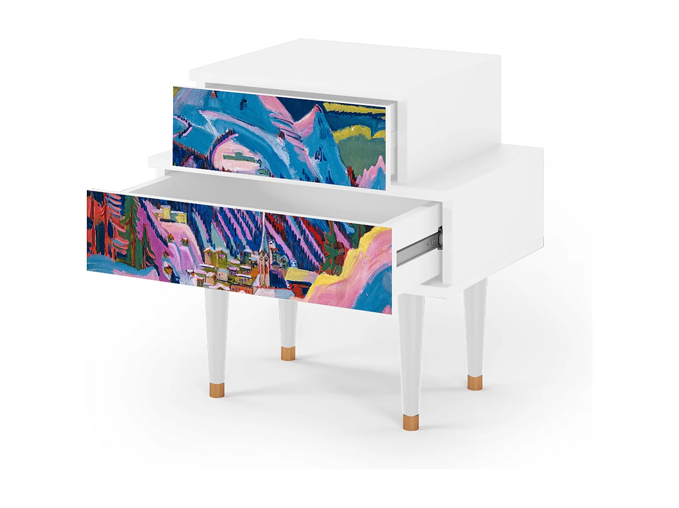 Comodino - 58х58х41 cm - NS1 - Davos Winter, Bianco