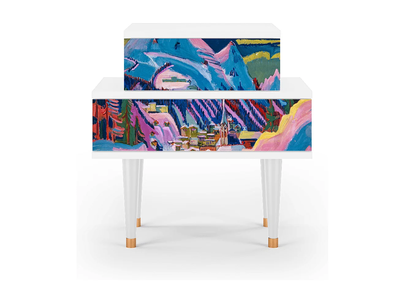 Table de nuit - 58х58х41 cm - NS1 - Davos Winter, Blanc