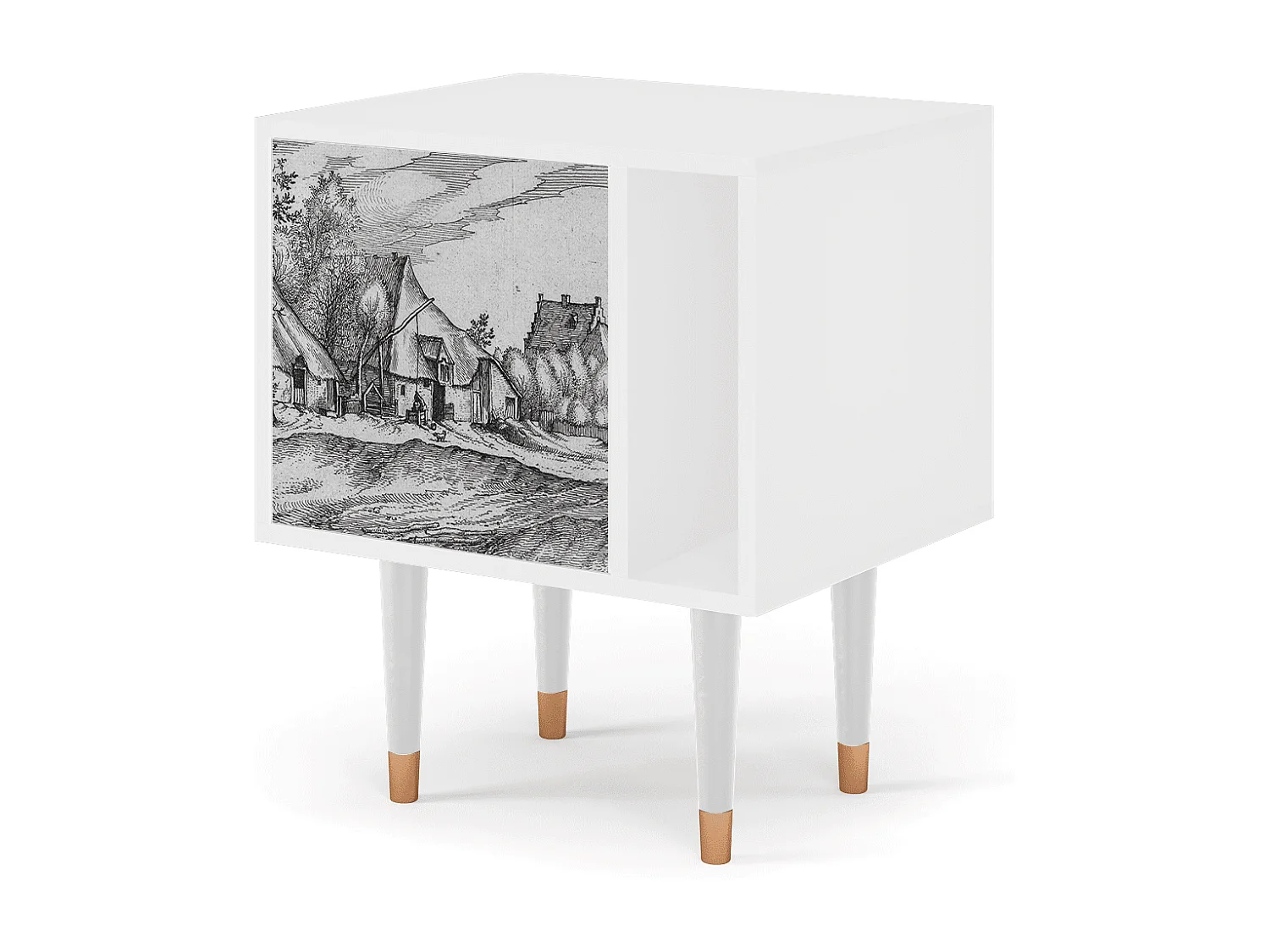 Table de nuit - 57х69х48 cm - S2 - Farms in a Village, Blanc