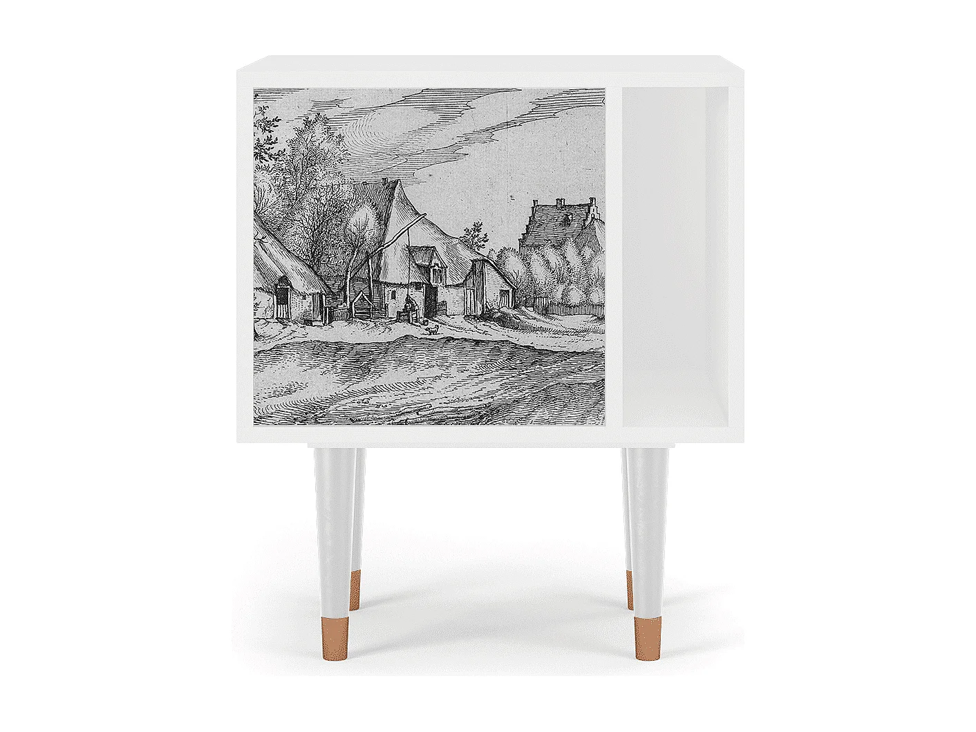 Table de nuit - 57х69х48 cm - S2 - Farms in a Village, Blanc