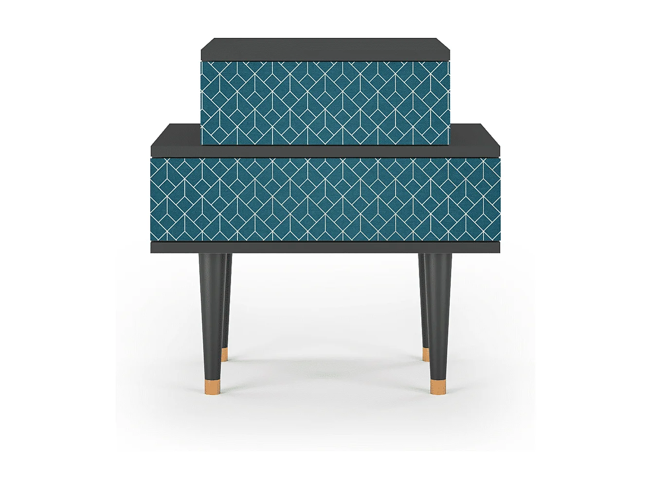 Stolik nocny - 58х58х41 cm - NS1 - Turquoise Geometry, Antracyt