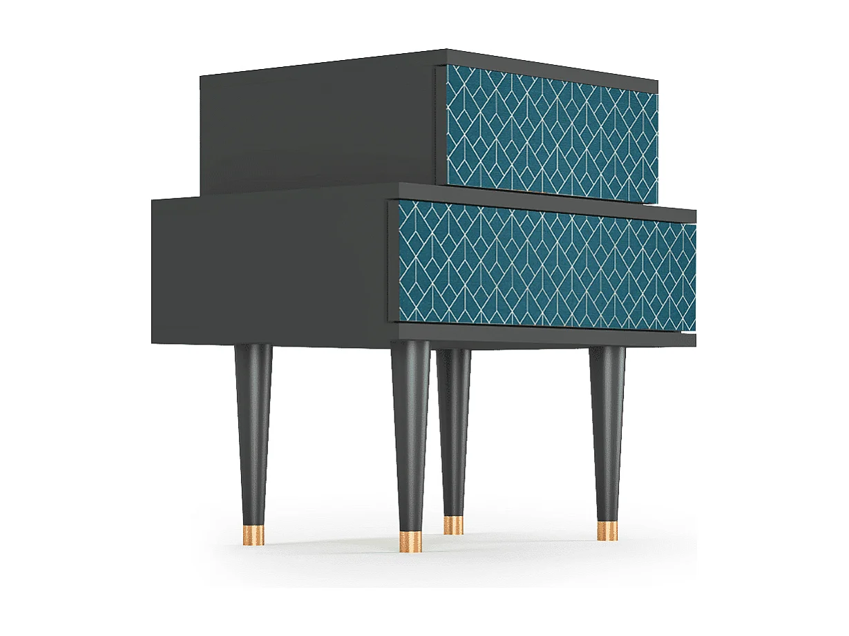 Stolik nocny - 58х58х41 cm - NS1 - Turquoise Geometry, Antracyt