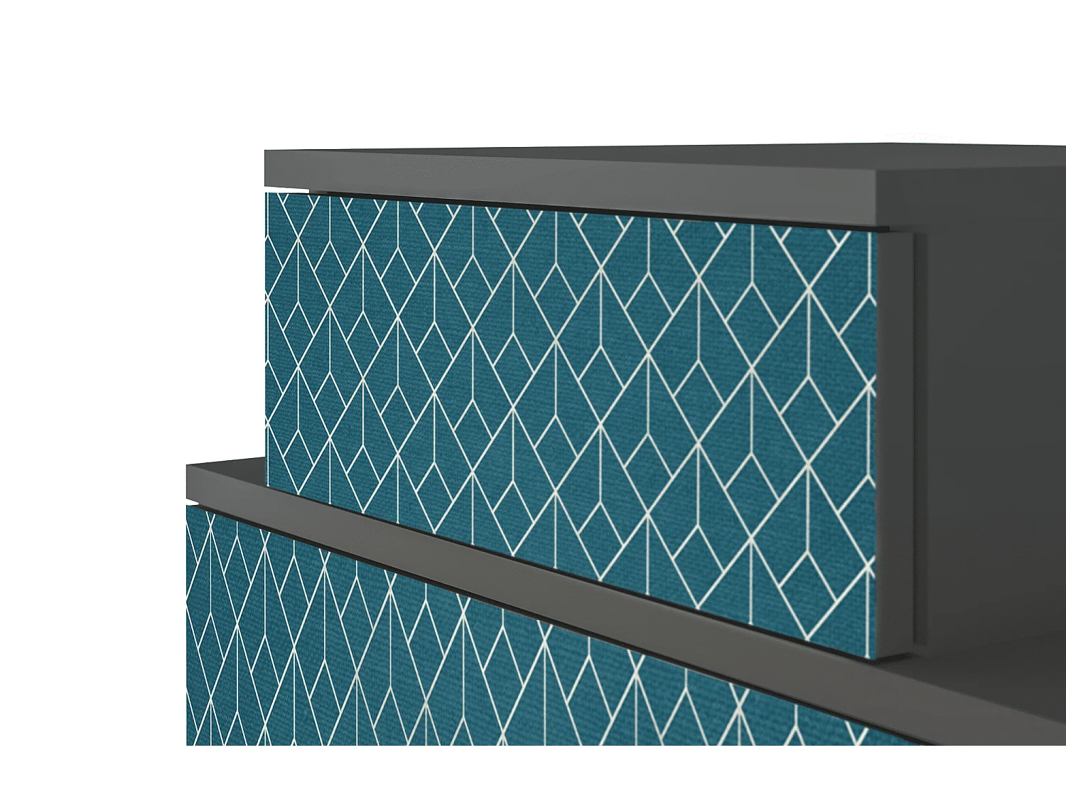 Stolik nocny - 58х58х41 cm - NS1 - Turquoise Geometry, Antracyt