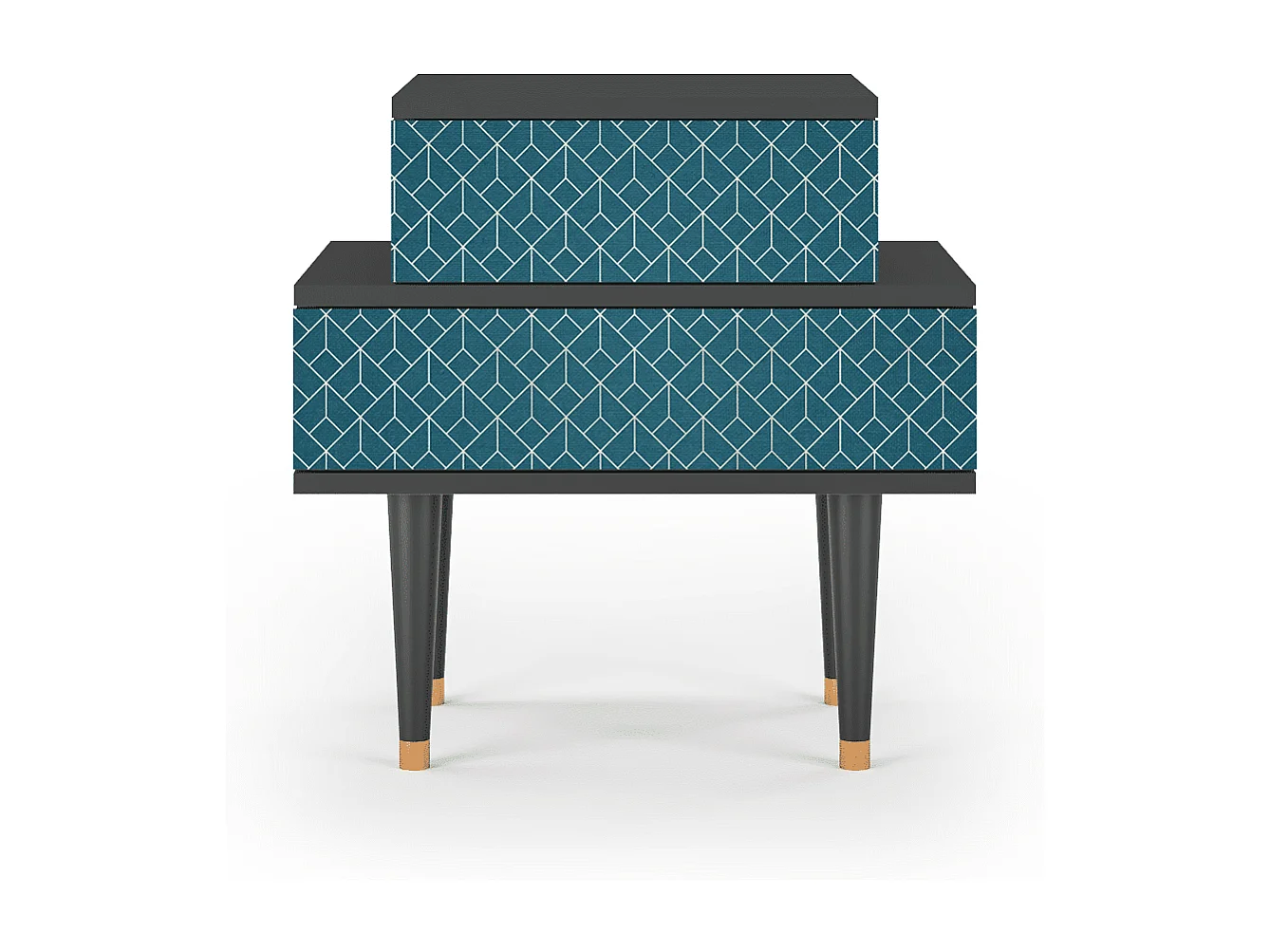 Stolik nocny - 58х58х41 cm - NS1 - Turquoise Geometry, Antracyt