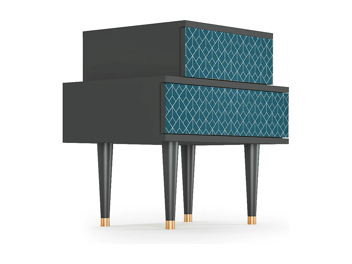 Stolik nocny - 58х58х41 cm - NS1 - Turquoise Geometry, Antracyt