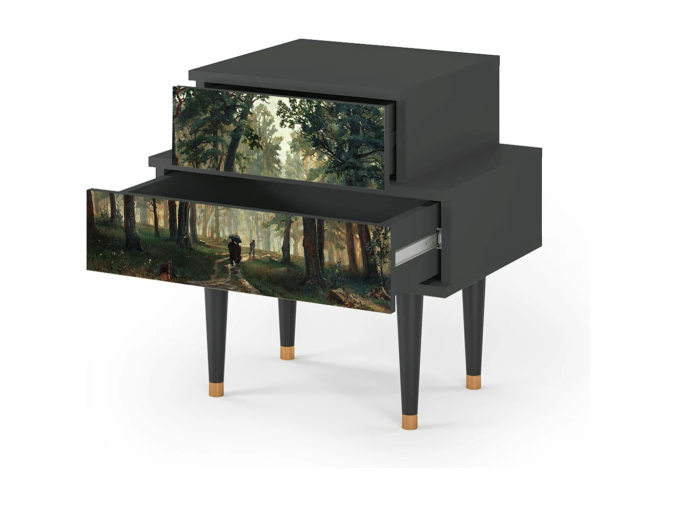 Stolik nocny - 58х58х41 cm - NS1 -  Rain in the Oak Forest, Antracyt