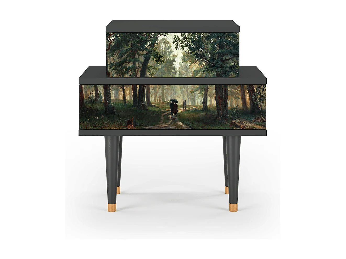 Table de nuit - 58х58х41 cm - NS1 -  Rain in the Oak Forest, Anthracite