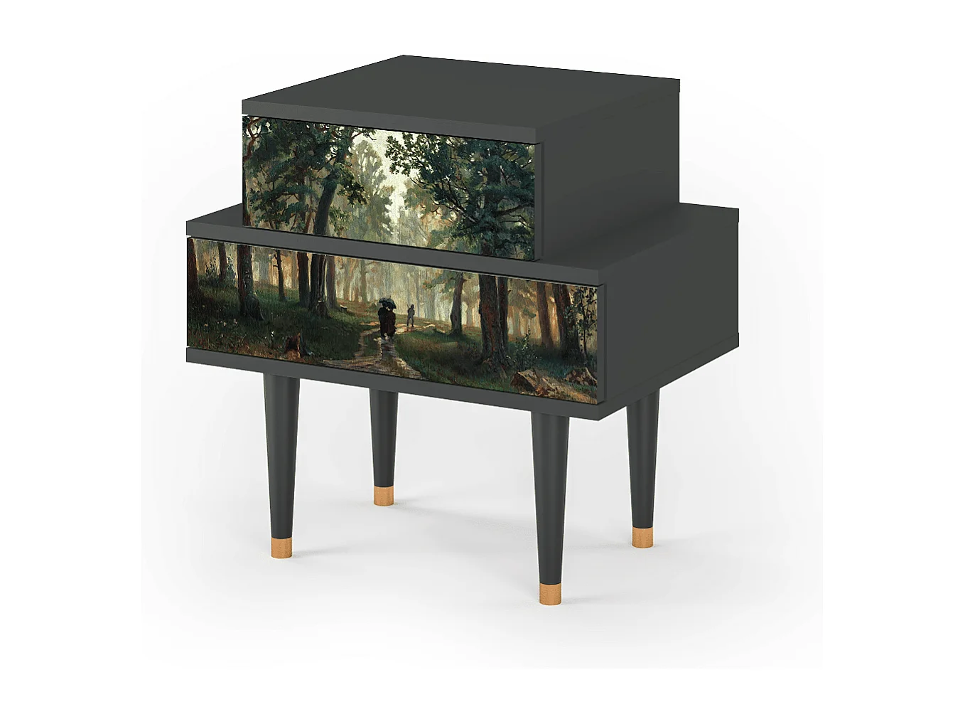 Table de nuit - 58х58х41 cm - NS1 -  Rain in the Oak Forest, Anthracite