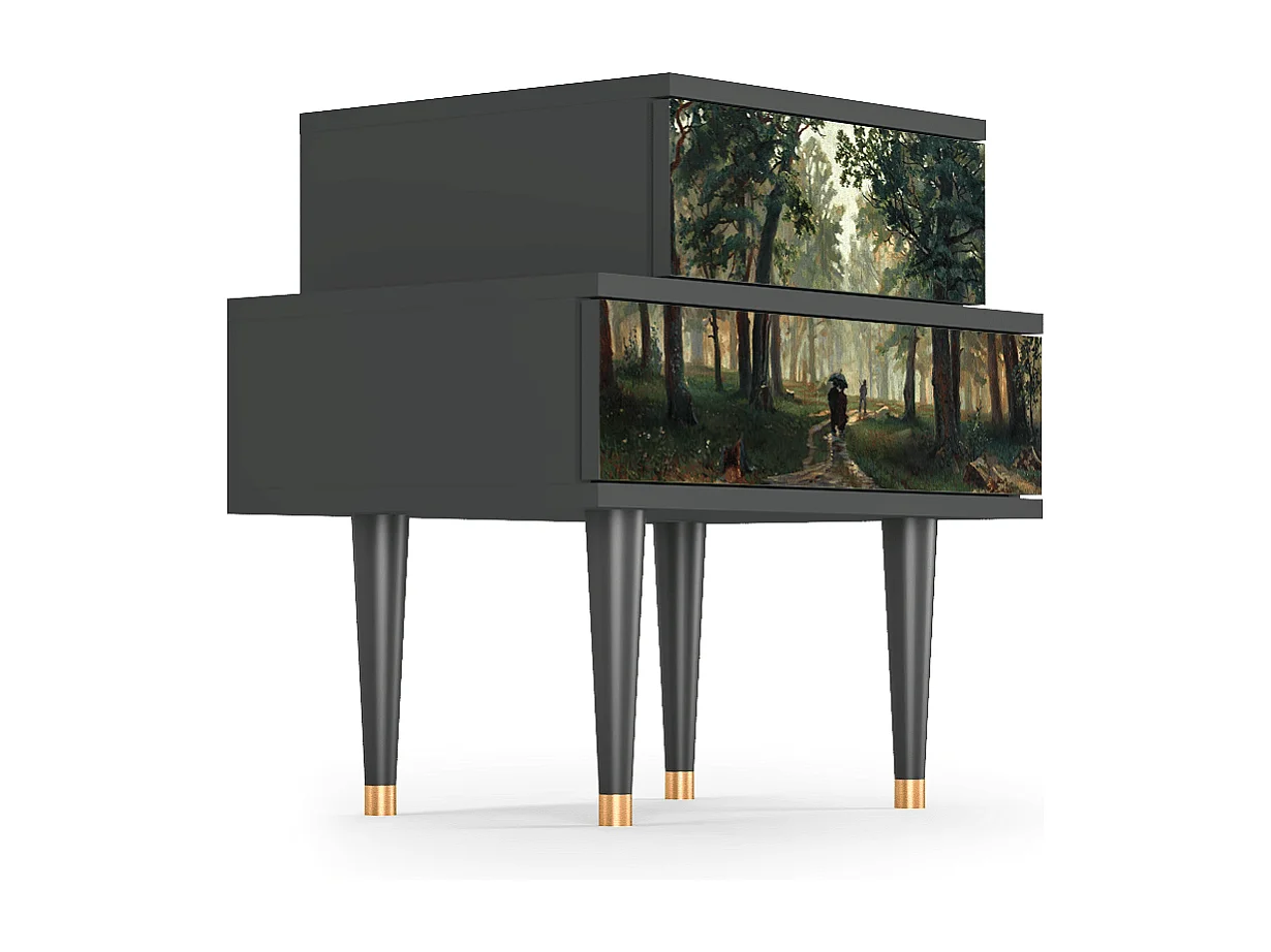 Table de nuit - 58х58х41 cm - NS1 -  Rain in the Oak Forest, Anthracite