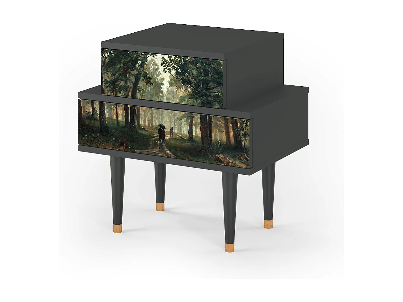 Stolik nocny - 58х58х41 cm - NS1 -  Rain in the Oak Forest, Antracyt