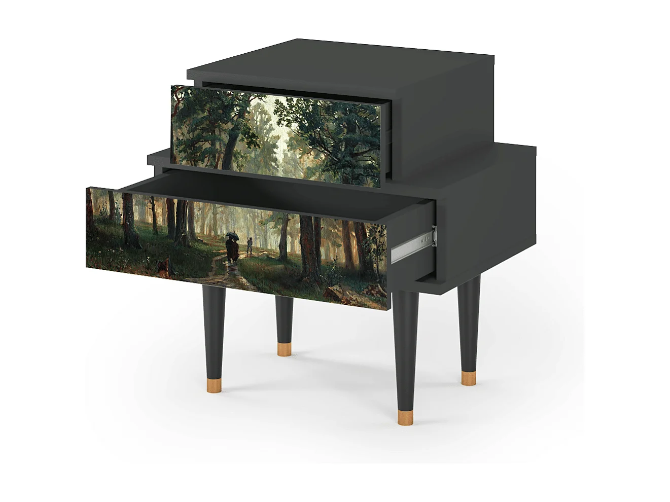 Stolik nocny - 58х58х41 cm - NS1 -  Rain in the Oak Forest, Antracyt