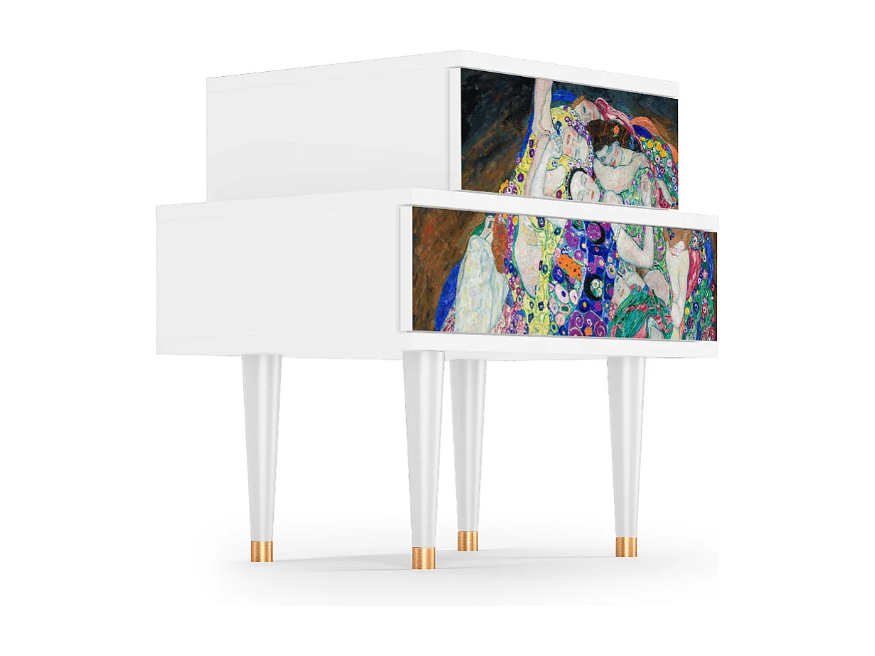 Table de nuit - 58х58х41 cm - NS1 - The Maiden by Klimt, Blanc