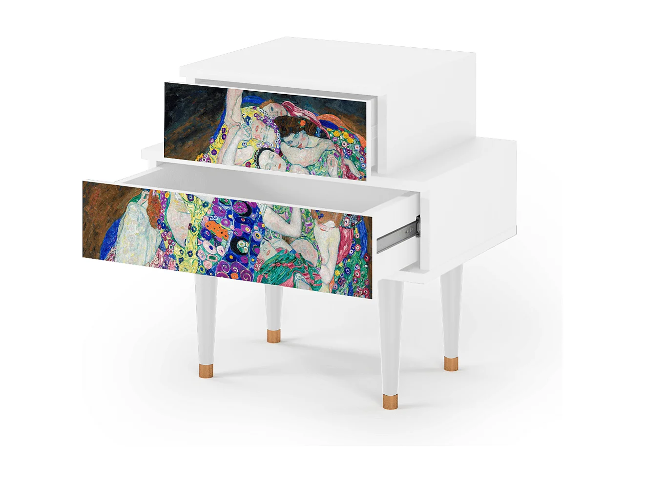 Table de nuit - 58х58х41 cm - NS1 - The Maiden by Klimt, Blanc