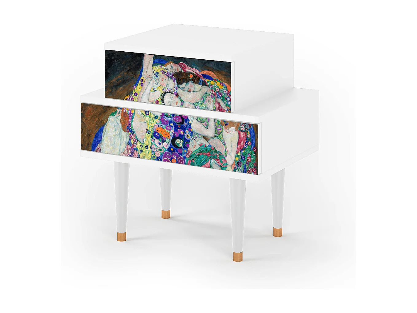 Stolik nocny - 58х58х41 cm - NS1 - The Maiden by Klimt, Biały