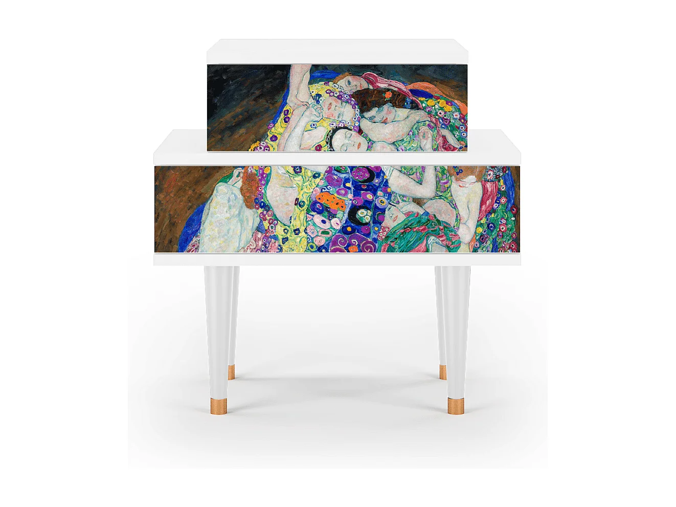 Stolik nocny - 58х58х41 cm - NS1 - The Maiden by Klimt, Biały