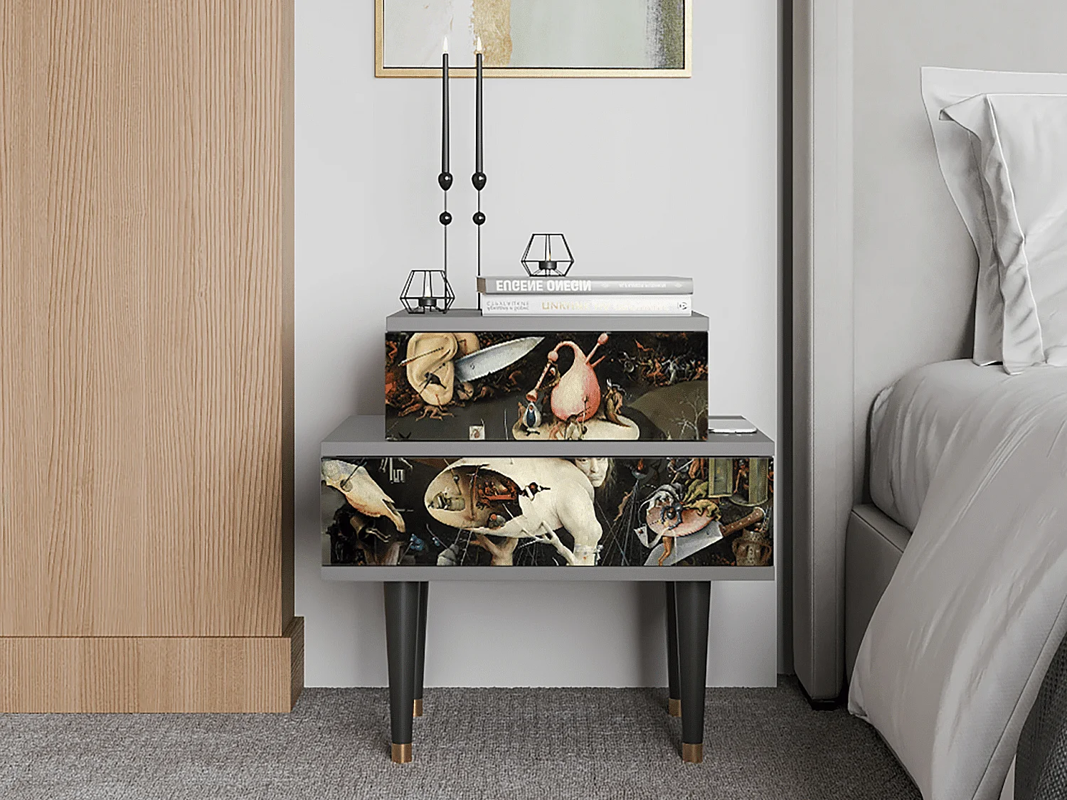 Table de nuit - 58х58х41 cm - NS1 - The Garden 2, Gris