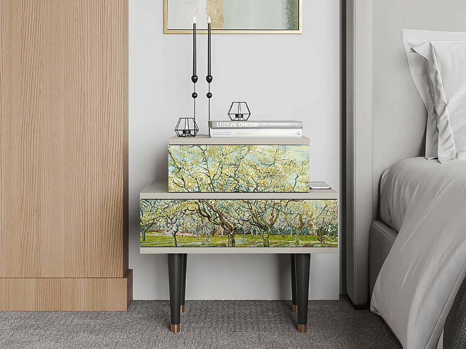 Criado-mudo - 58х58х41 cm - NS1 - The Branco Orchard, Areia