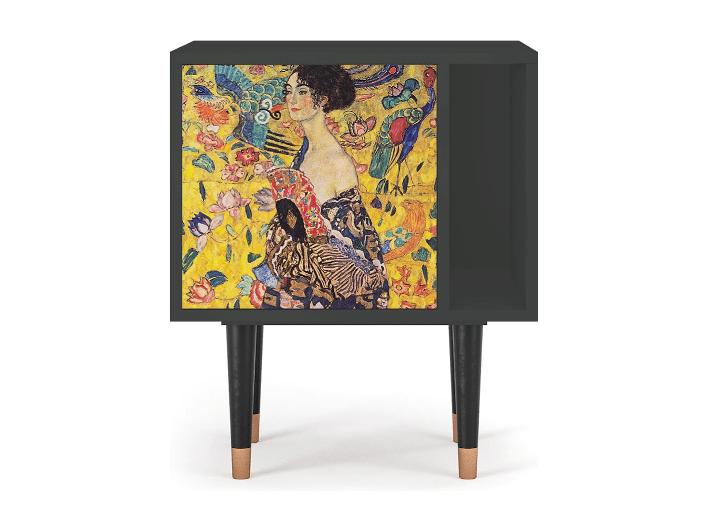 Stolik nocny - 57х69х48 cm - S2 - Lady with Fan by Klimt, Antracyt