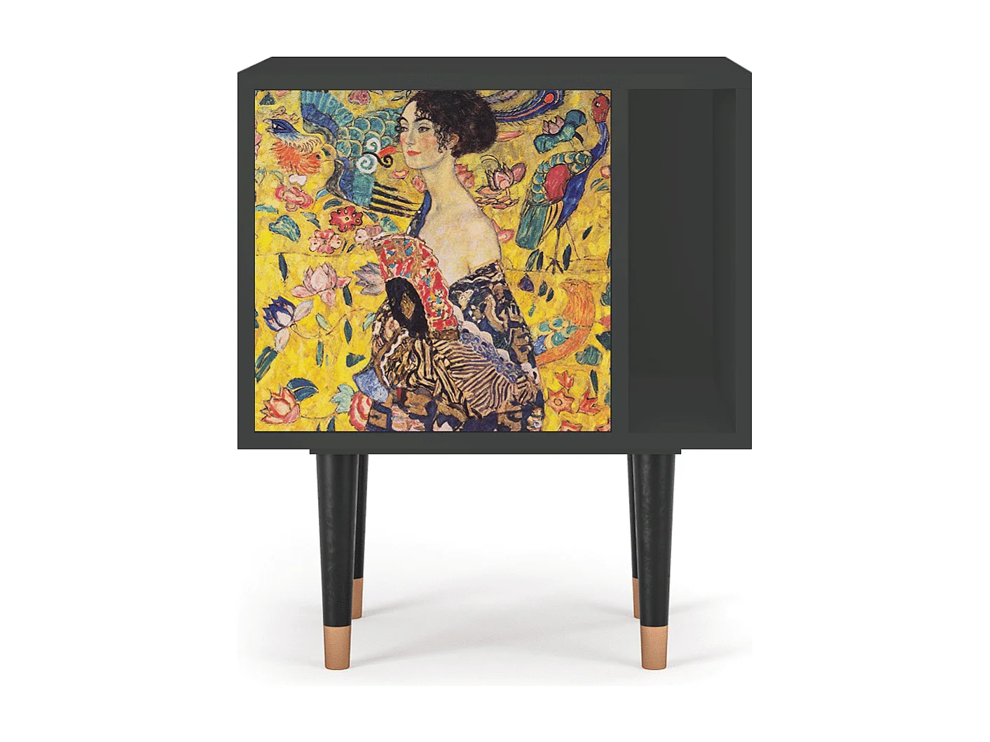 Stolik nocny - 57х69х48 cm - S2 - Lady with Fan by Klimt, Antracyt