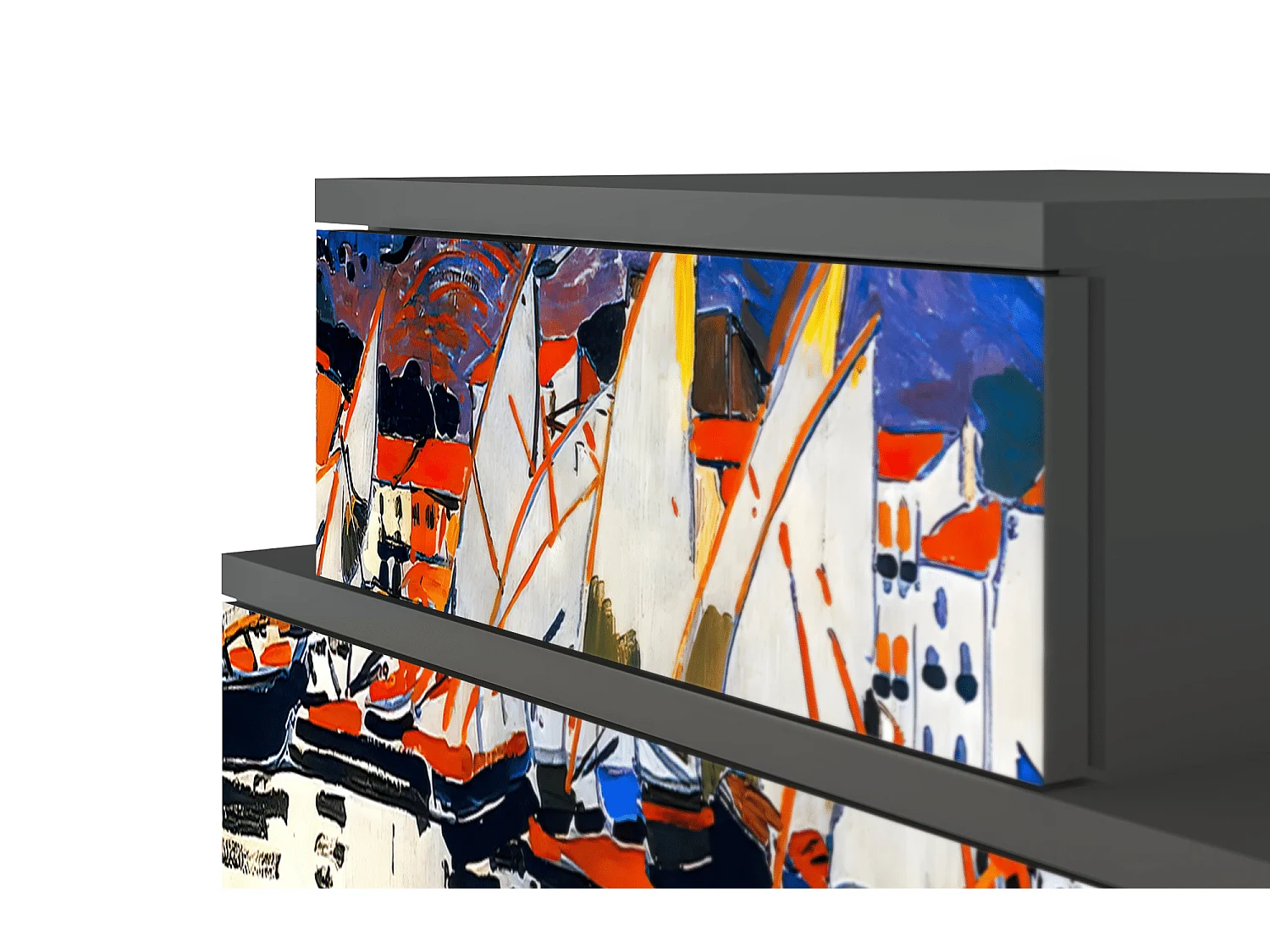 Stolik nocny - 58х58х41 cm - NS1 - Le Séchage des voiles , Antracyt