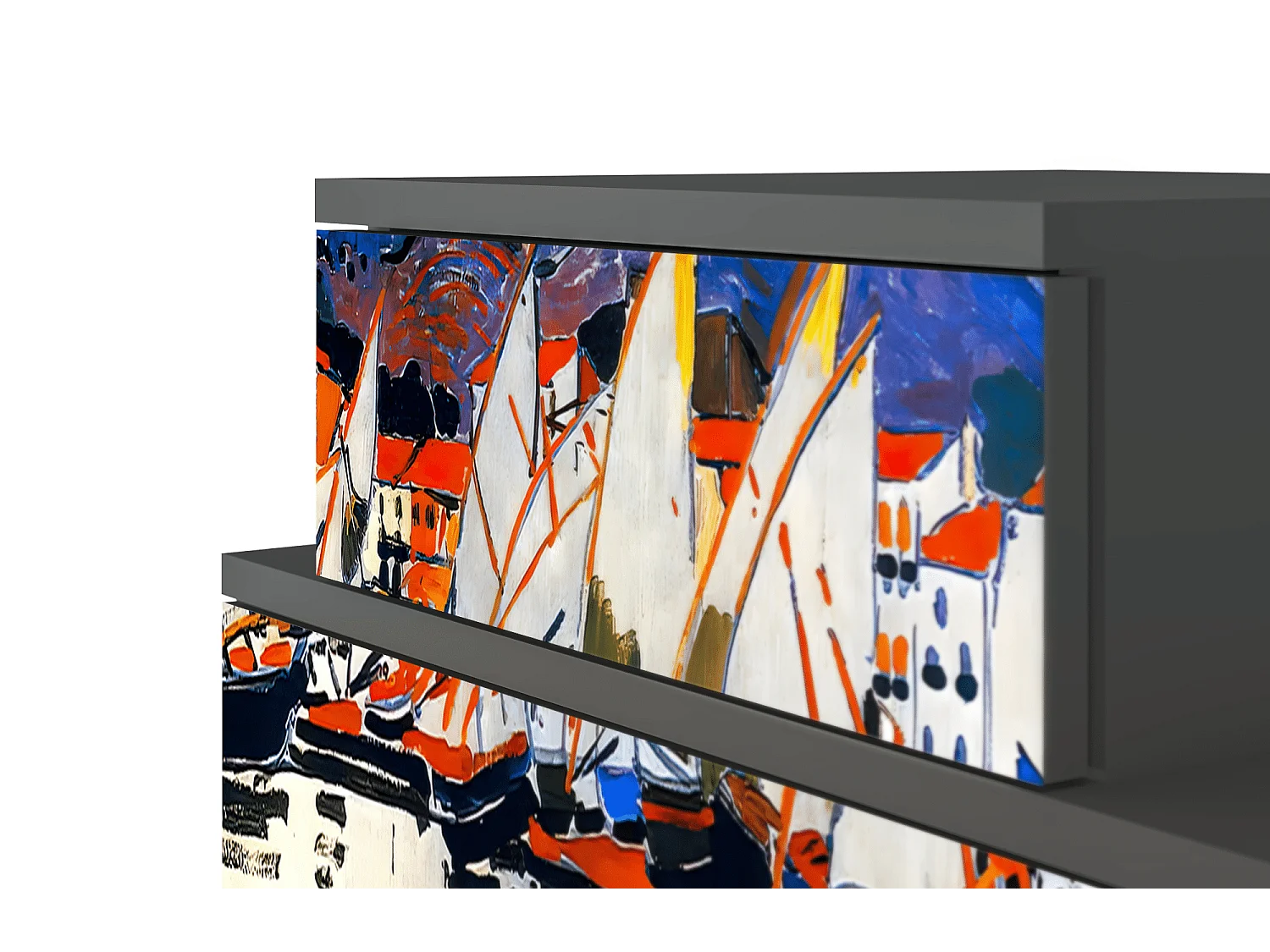 Stolik nocny - 58х58х41 cm - NS1 - Le Séchage des voiles , Antracyt