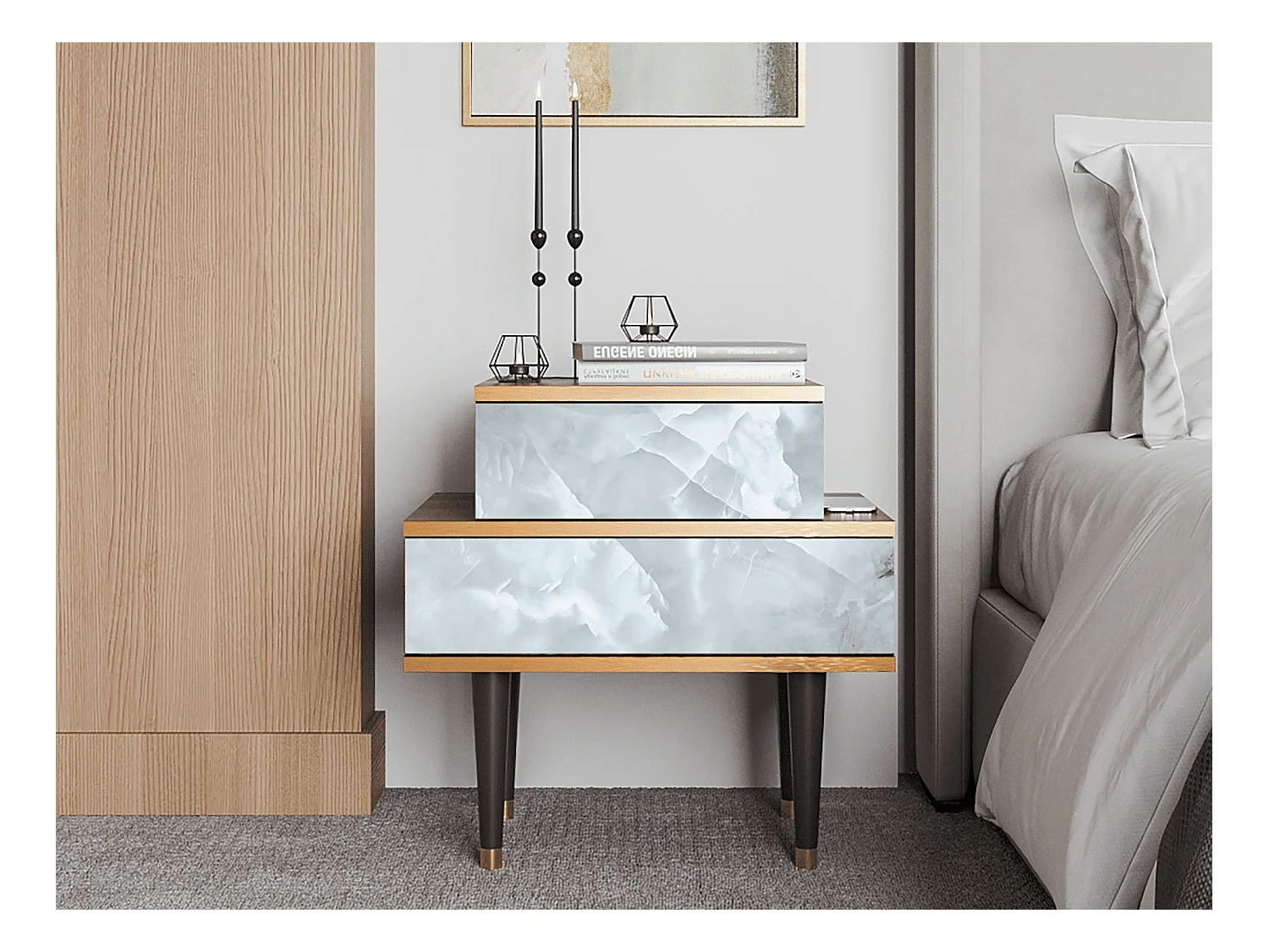Nachttisch - 58х58х41 cm - NS1 - The Onyx, Walnuss