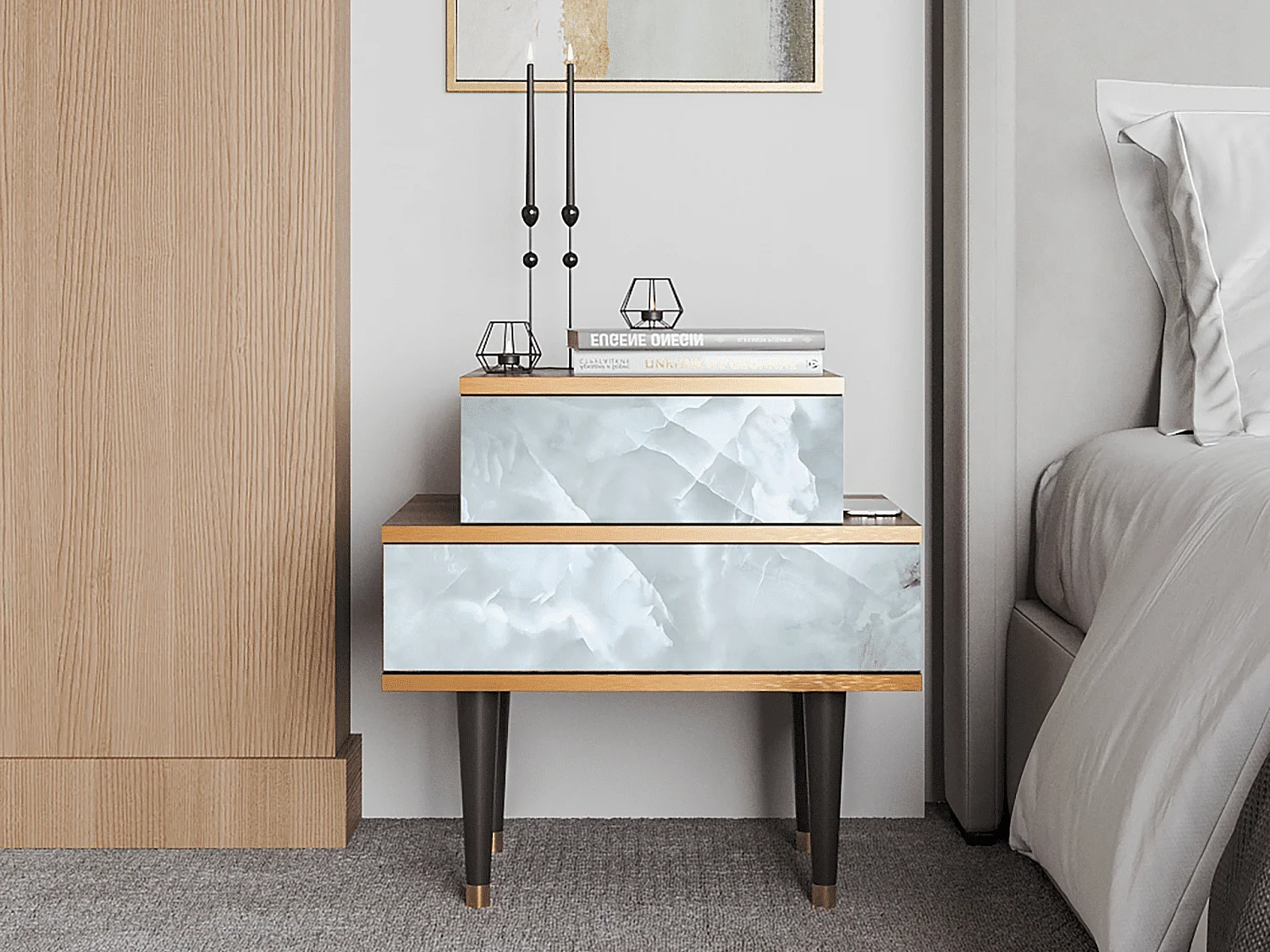 Table de nuit - 58х58х41 cm - NS1 - The Onyx, Noyer