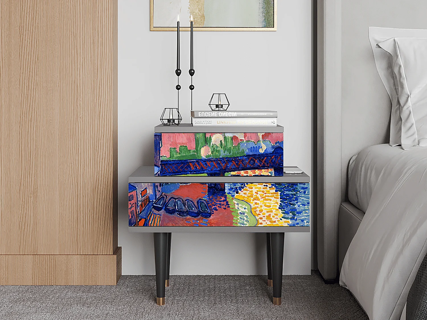 Nachttisch - 58х58х41 cm - NS1 - Charing Cross Bridge, Grau