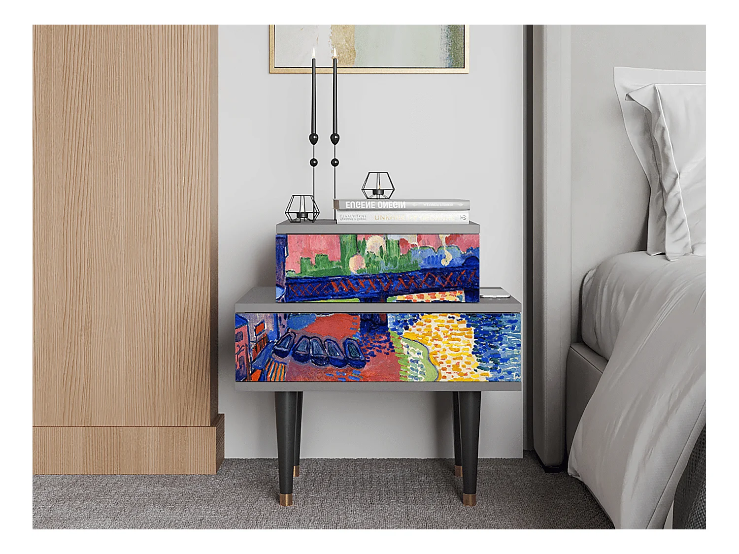 Table de nuit - 58х58х41 cm - NS1 - Charing Cross Bridge, Gris