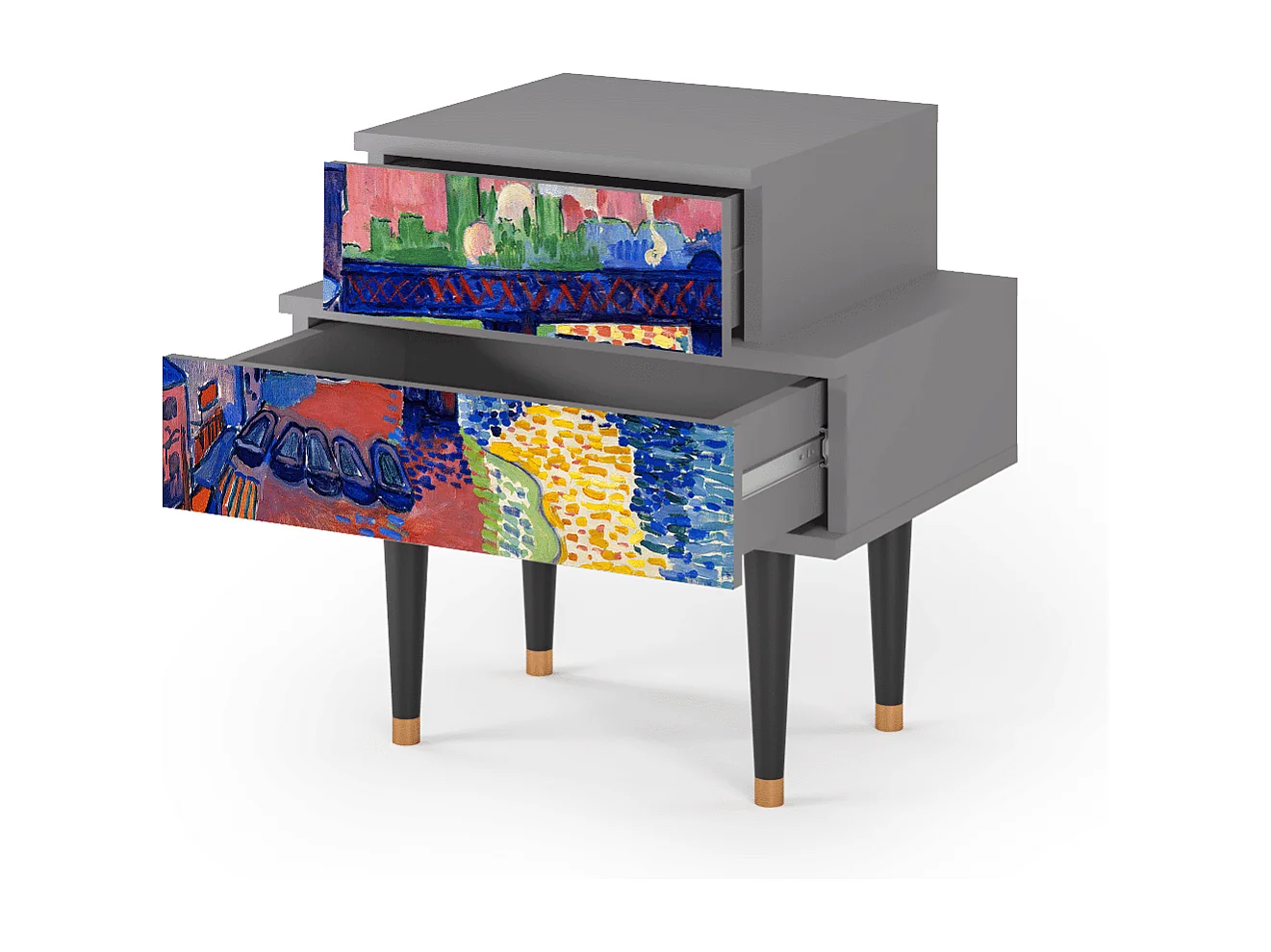 Table de nuit - 58х58х41 cm - NS1 - Charing Cross Bridge, Gris