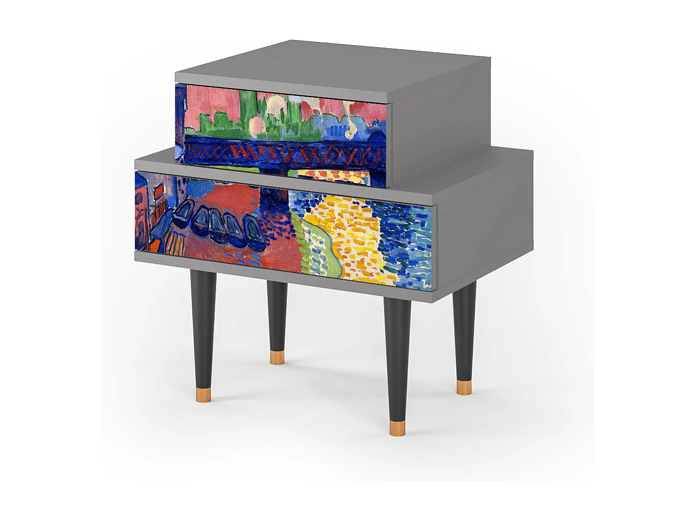 Table de nuit - 58х58х41 cm - NS1 - Charing Cross Bridge, Gris