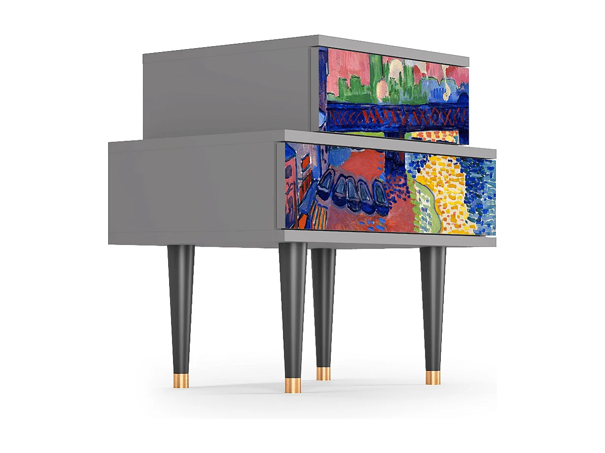 Table de nuit - 58х58х41 cm - NS1 - Charing Cross Bridge, Gris