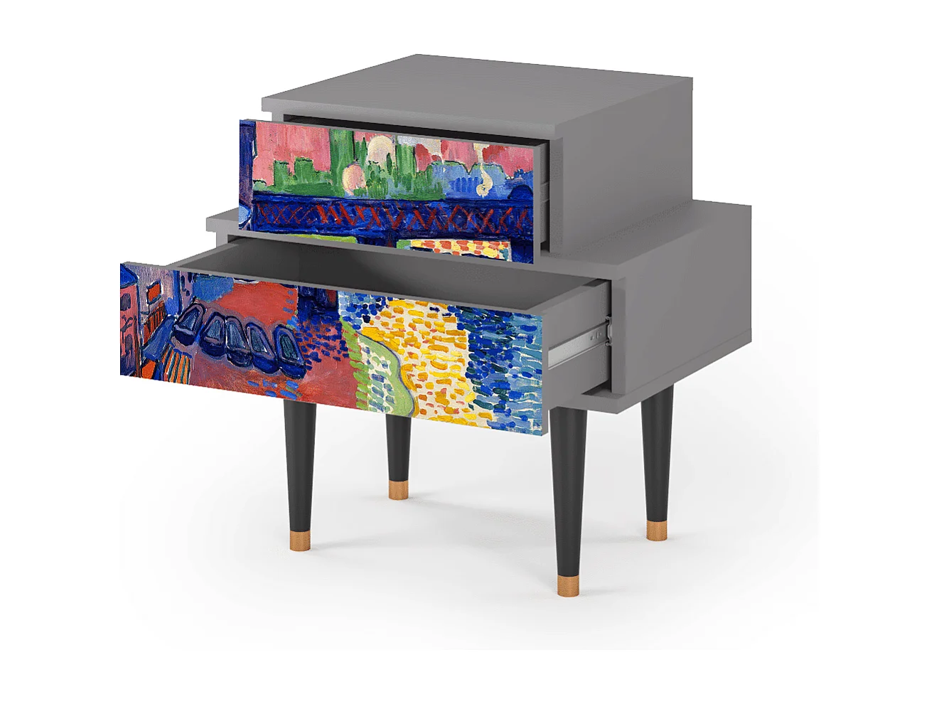 Table de nuit - 58х58х41 cm - NS1 - Charing Cross Bridge, Gris