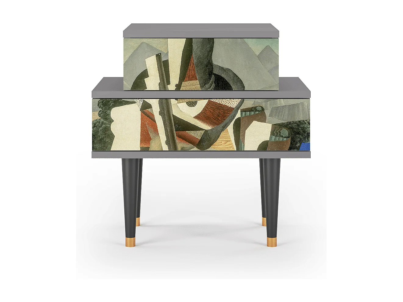 Stolik nocny - 58х58х41 cm - NS1 - The Cubist Paintings , Szary