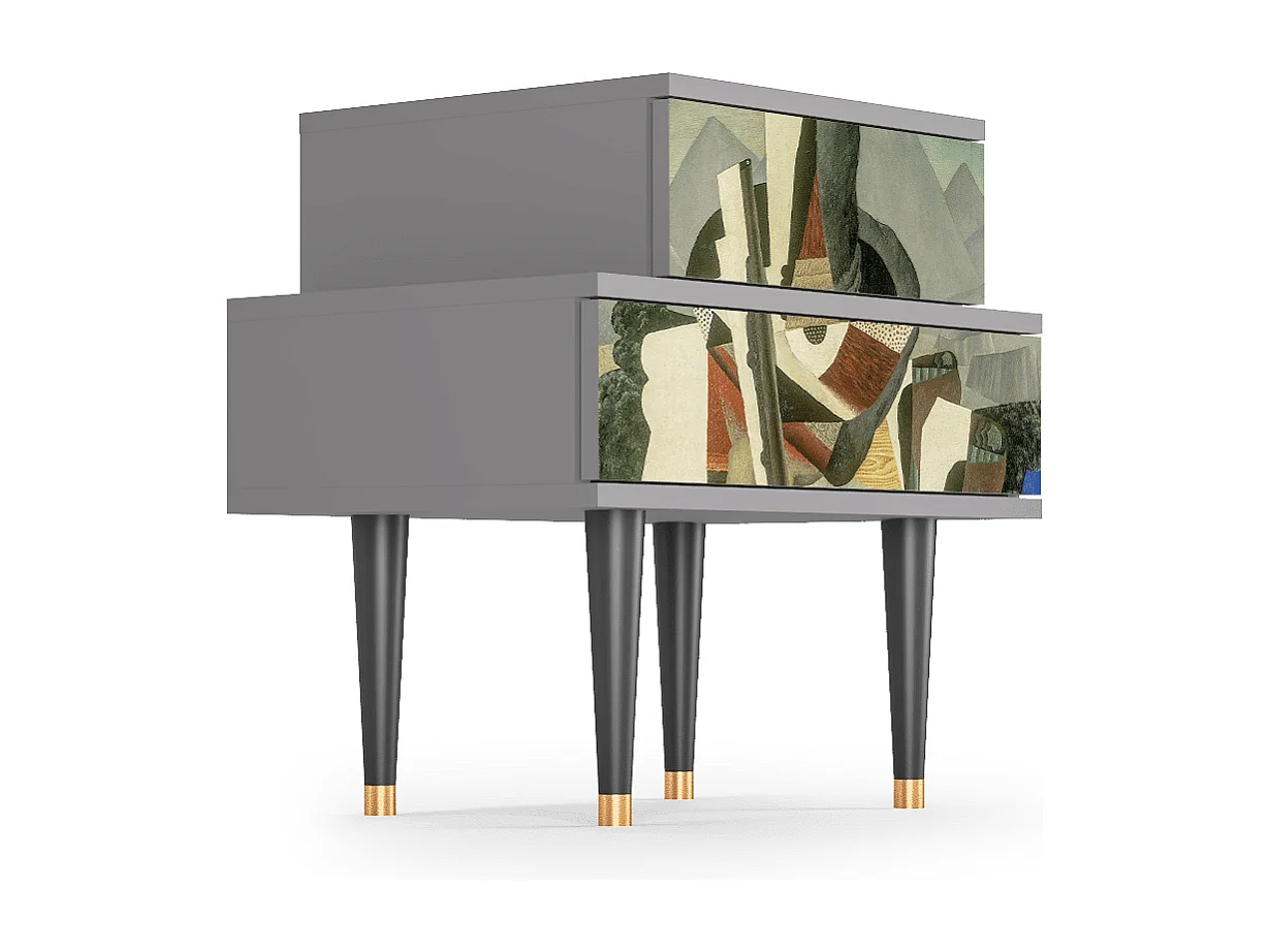 Stolik nocny - 58х58х41 cm - NS1 - The Cubist Paintings , Szary
