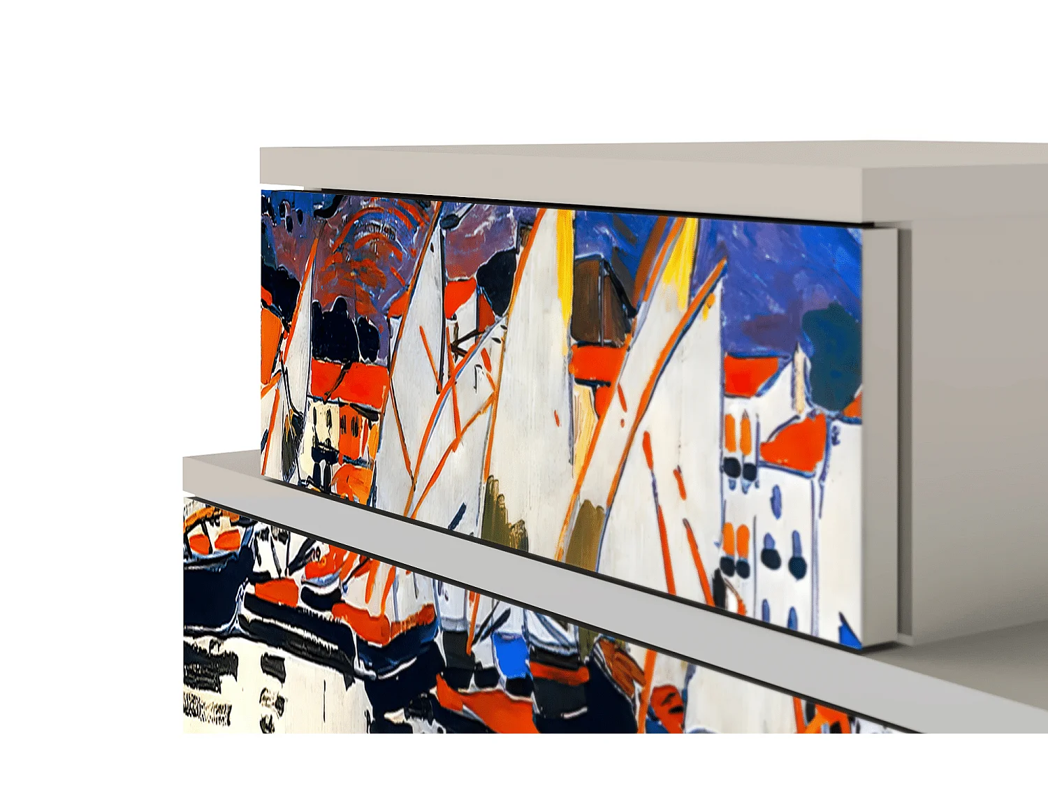 Stolik nocny - 58х58х41 cm - NS1 - Le Séchage des voiles , Piaskowy