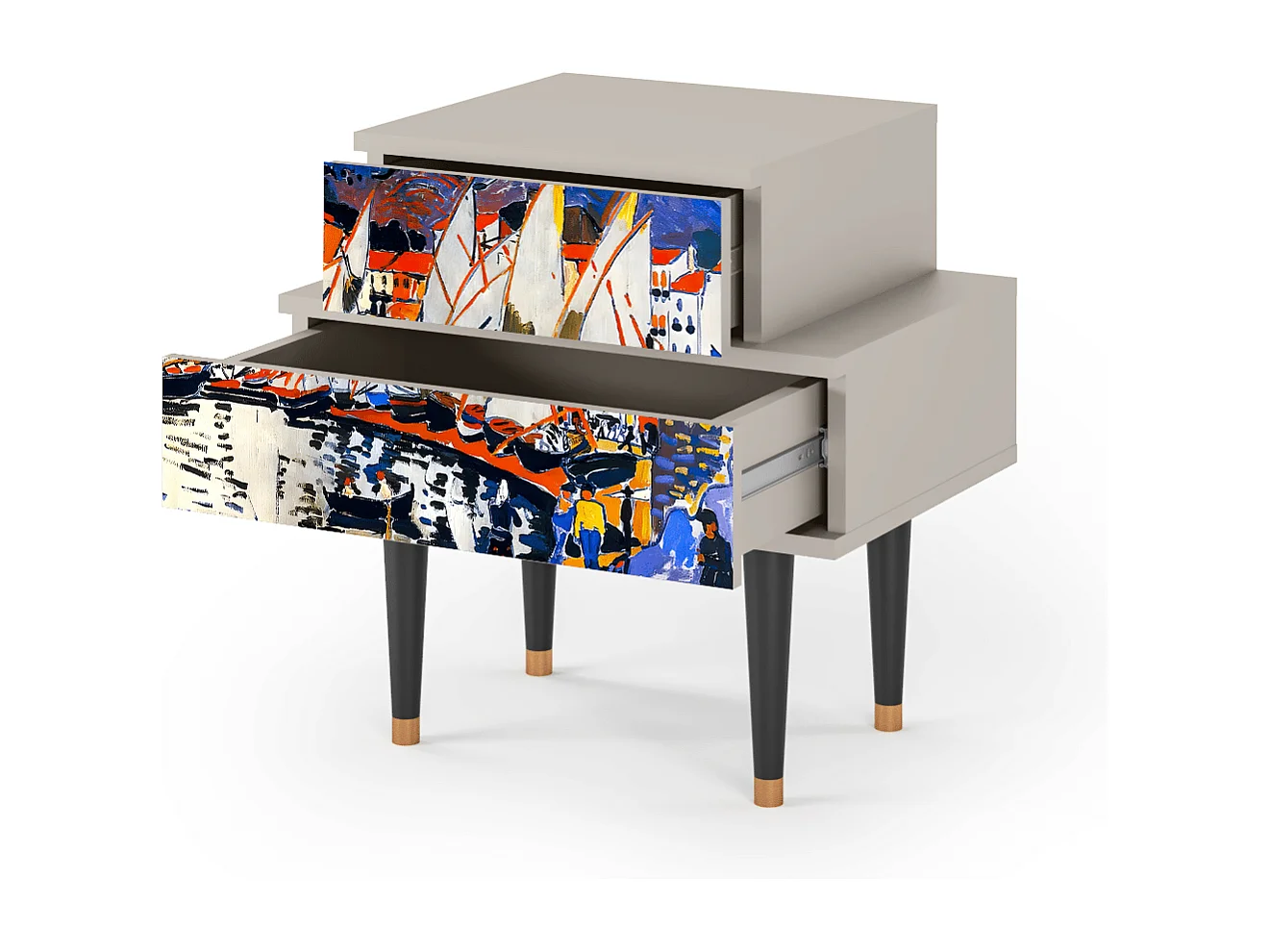 Stolik nocny - 58х58х41 cm - NS1 - Le Séchage des voiles , Piaskowy